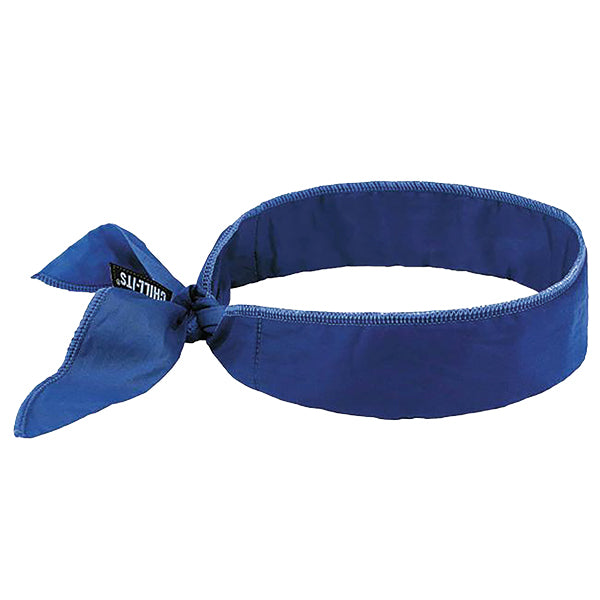 Ergodyne® Chill-Its® 6702 Cooling Bandana, Tie Closure, Polymer Embedded (No Slime), Blue, 1/Each