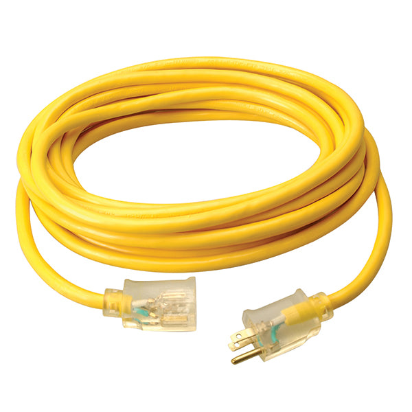 Southwire® Polar/Solar® SJEOW Outdoor Extension Cord w/ Lighted End, 16/3 ga, 13 A, 25', Yellow, 1/Each