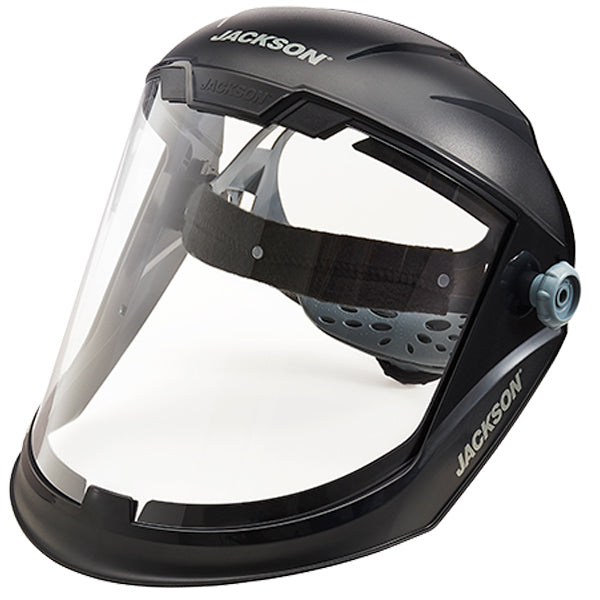 SureWerx™ Jackson® Maxview™ Premium Face Shield, Hard Hat Interchange System w/ Clear Window, Black, 1/Each