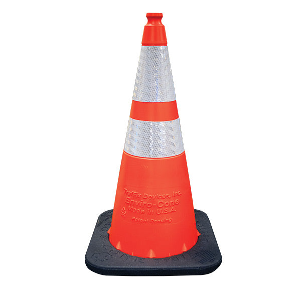 Enviro-Cone® Traffic Cone, 28" w/ 6" Reflective Collar, 7 lb, Orange/Black, 1/Each