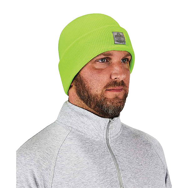 Ergodyne® N-Ferno® 6806 Cuffed Rib Knit Beanie Hat, Lime, 1/Each