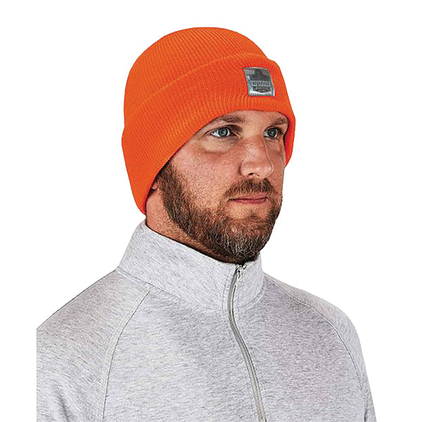 Ergodyne® N-Ferno® 6806 Cuffed Rib Knit Beanie Hat, Orange, 1/Each