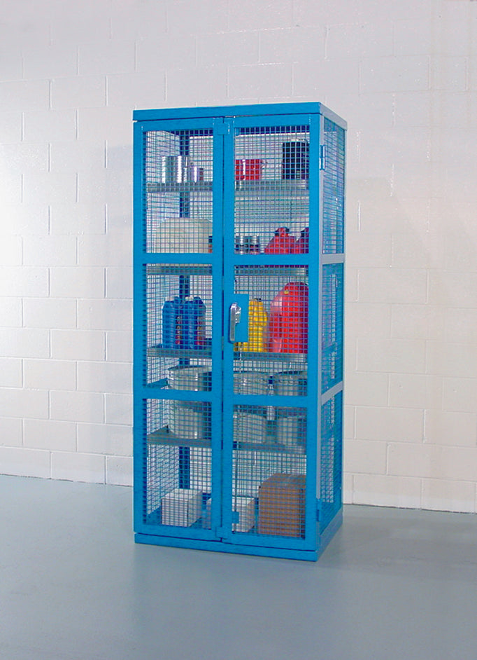 Containement Racks Caged Containment Shelving 18 Inch Blue Galvanized Steel 250 lbs Load ...