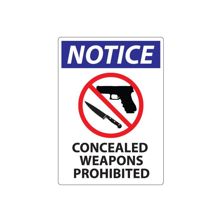 ZING Concealed Carry Sign, 10X7- Model 1813A