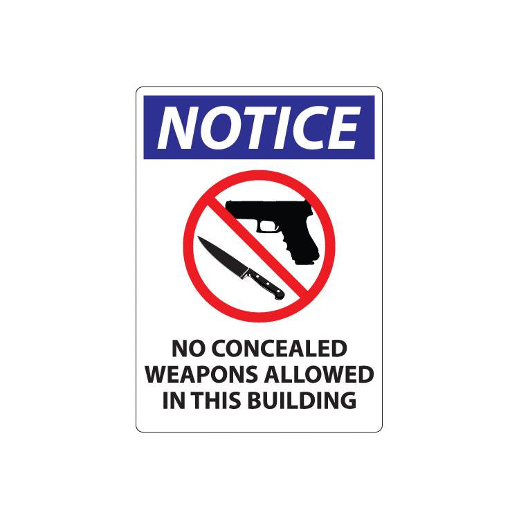 ZING Concealed Carry Sign, 10X7- Model 1815A