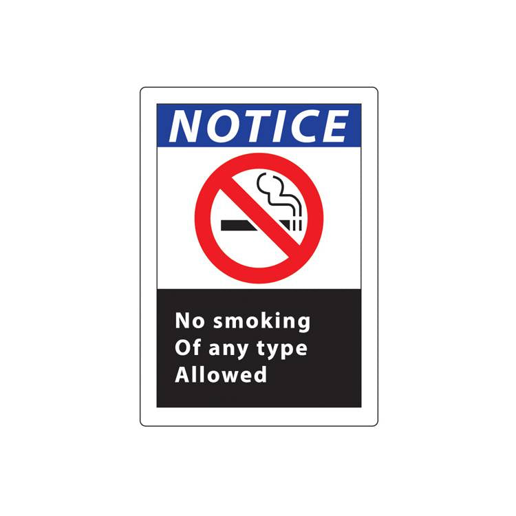 ZING No Smoking Label, 7X5, 2/PK- Model 1832S