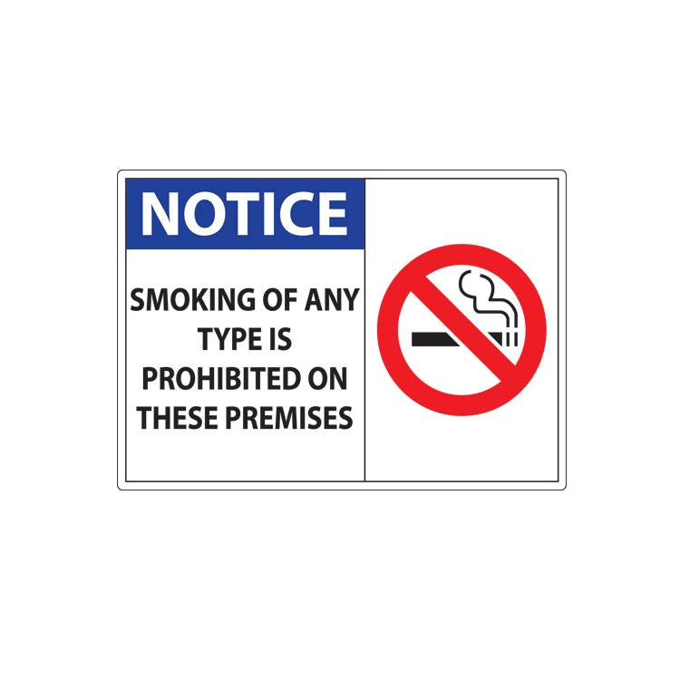 ZING No Smoking Label, 5X7, 2/PK- Model 1834S