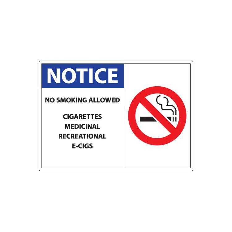 ZING No Smoking Sign, 7X10- Model 1843A