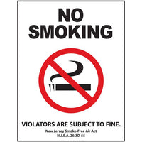 Thumbnail for ZING No Smoking Sign, N Jersey, 10X7- Model 1857A