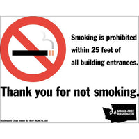 Thumbnail for ZING No Smoking Sign, Washington, 7x10- Model 1867A