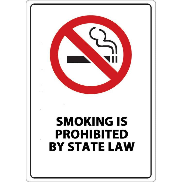 ZING No Smoking Sign, State Law, 10x7- Model 1880A