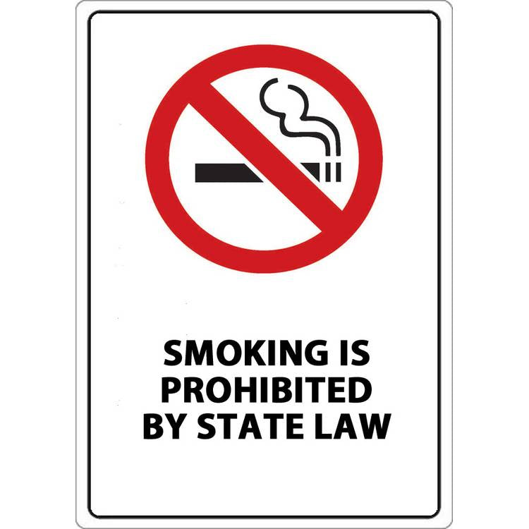 ZING No Smoking Sign, State Law, 10x7- Model 1880S