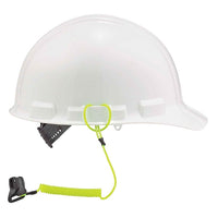 Thumbnail for Ergodyne® Squids® 3158 Hard Hat Coil Lanyard, Clamp, Hi-Vis Lime, 1/Each