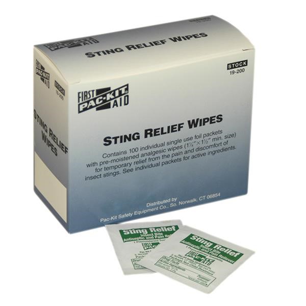 Sting Relief Wipes, 100 Box/24 Case