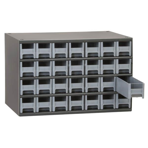 Akro-Mils® 19-Series Heavy-Duty Steel Storage Cabinet, 28 Drawer (Drawer Dimensions: 2 1/16"H x 2 3/16"W x 10 9/16"D), Gray, 1/Each