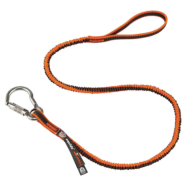 Ergodyne® Squids® 3101F(x) Tool Lanyard w/ Stainless Steel Auto-Locking Carabiner & Loop, Orange/Gray, 1/Each