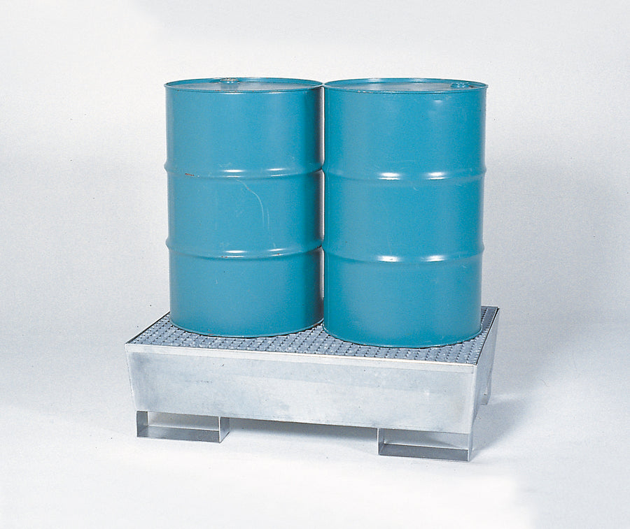 2-Drum Galv Steel Pallet w/Grating