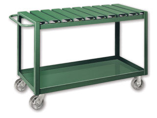 Pucel 48" 2 Shelf Slat Top Truck w/ Steel Casters