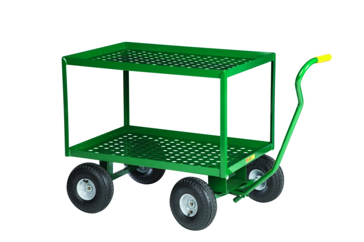 24" x 36" Little Giant 2-Shelf Wagon Truck w/ Perforated Deck & 10" Pneumatic Tires