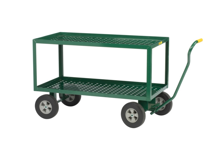 24" x 36" Little Giant 2-Shelf Wagon Truck w/ Perforated Deck & 8" Rubber Tires