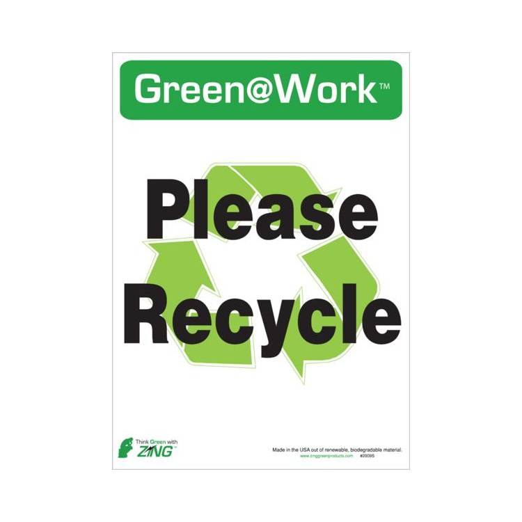 ZING Green At Work Label, 14x10, 5/PK- Model 2009S