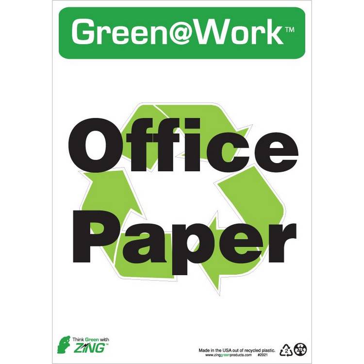 ZING Green At Work Sign, 14X10- Model 2021