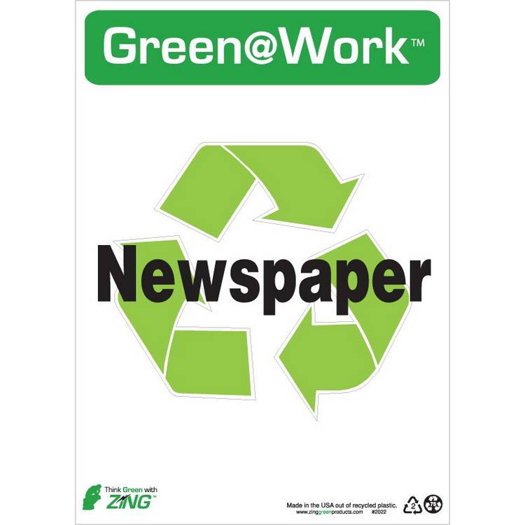 ZING Green At Work Sign, 14X10- Model 2022