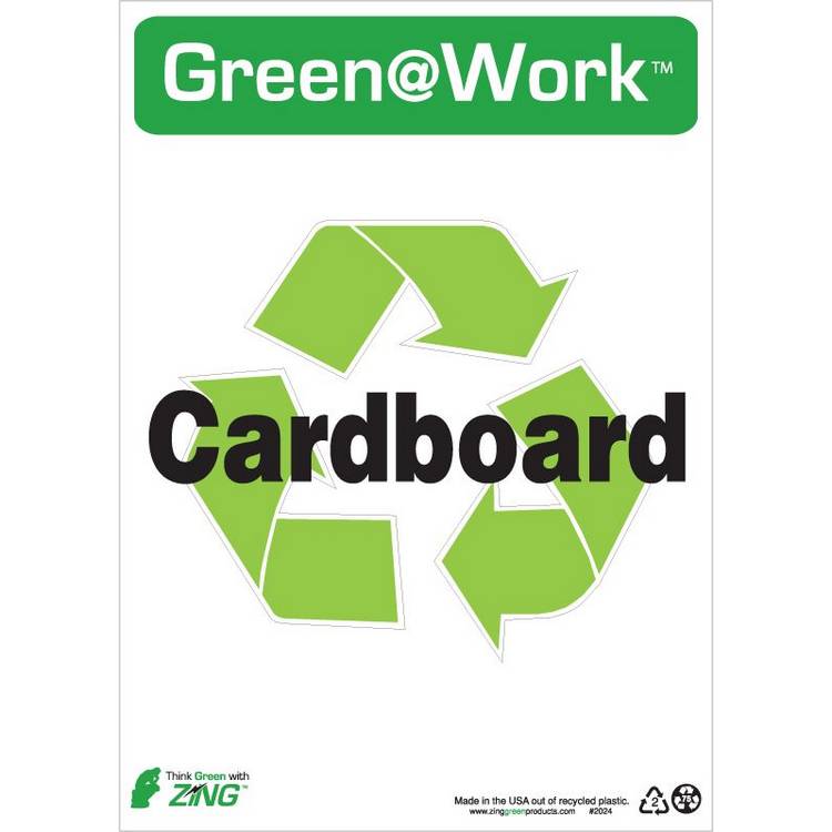 ZING Green At Work Sign, 14X10- Model 2024