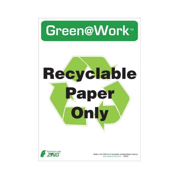 ZING Green At Work Label, 14x10, 5/PK- Model 2026S
