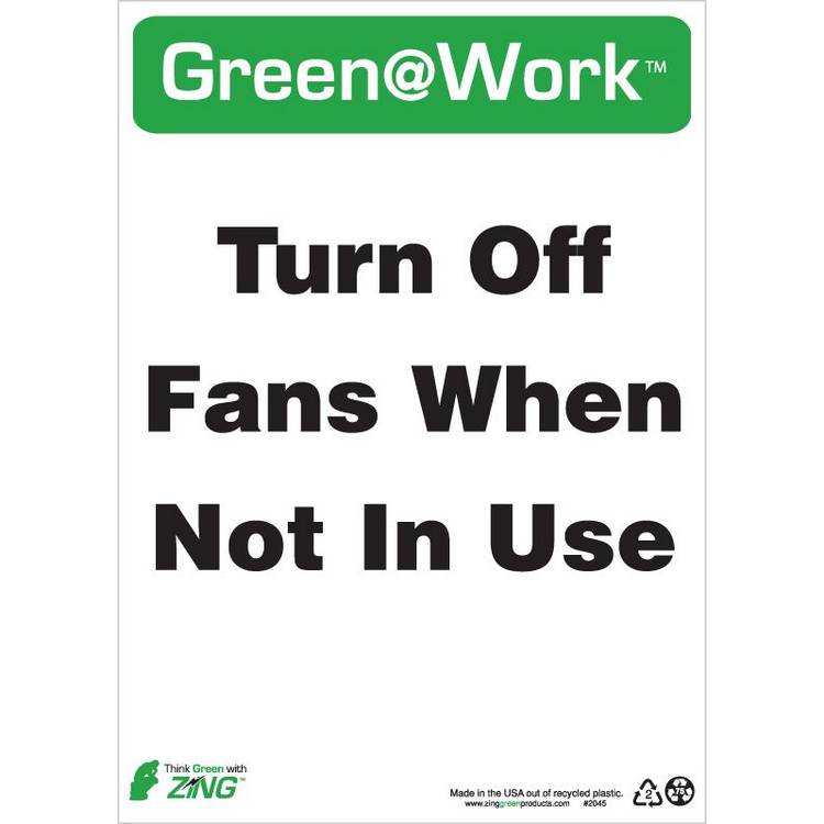 ZING Green At Work Sign, 14X10- Model 2045