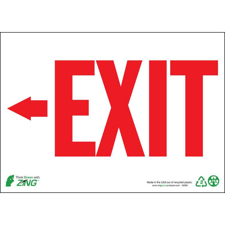 ZING Eco Safety Sign, Exit, 10X14- Model 2082A