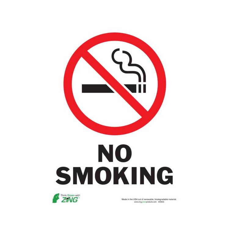 ZING Eco Safety Sign, No Smoking, 14X10- Model 2085