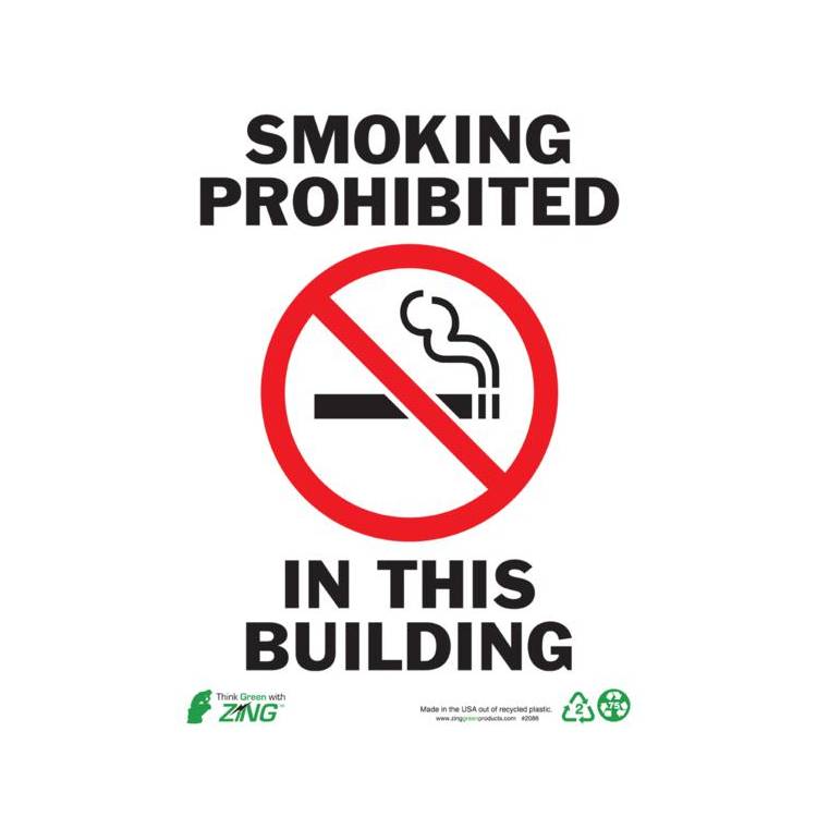 ZING Eco Safety Sign, No Smoking, 14X10- Model 2086