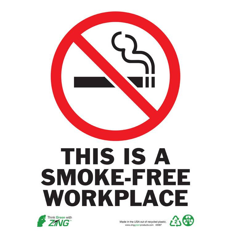 ZING Eco Safety Sign, No Smoking, 14X10- Model 2087S