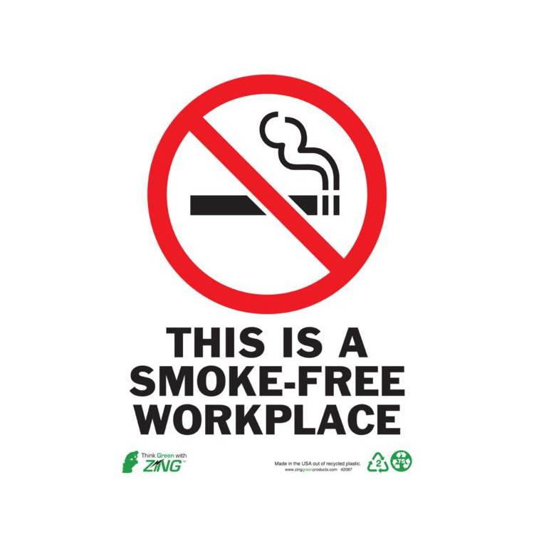 ZING Eco Safety Sign, No Smoking, 14X10- Model 2087
