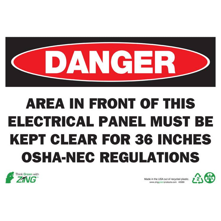 ZING Eco Safety Sign, Danger, 10X14- Model 2089S