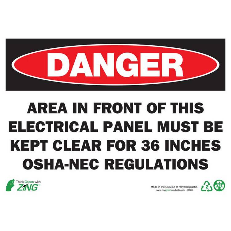 ZING Eco Safety Sign, Danger, 10X14- Model 2089