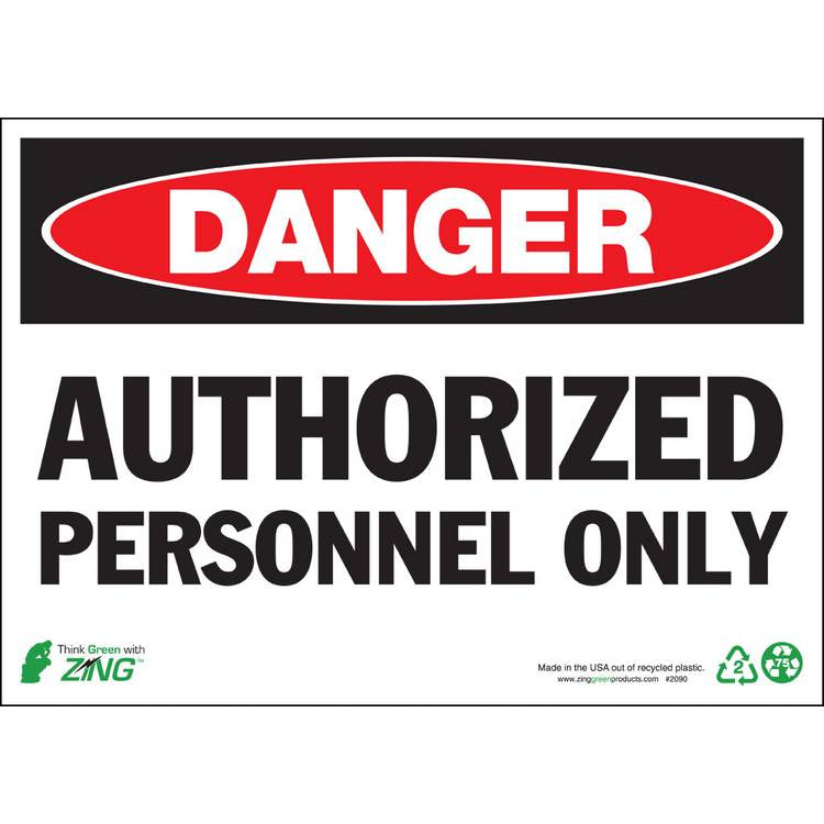 ZING Eco Safety Sign, Danger, 10X14- Model 2090S
