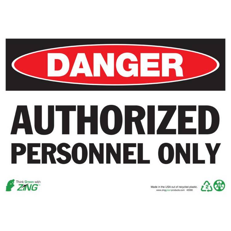 ZING Eco Safety Sign, Danger, 10X14- Model 2090