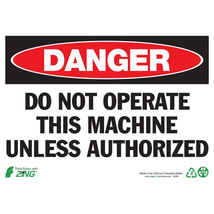 ZING Eco Safety Sign, Danger, 10X14- Model 2095A