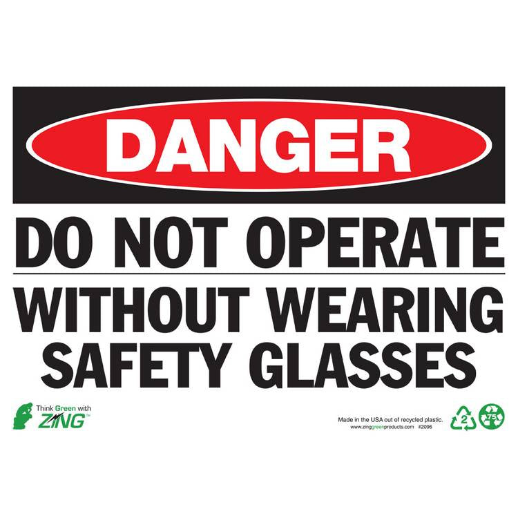 ZING Eco Safety Sign, Danger, 10X14- Model 2096S
