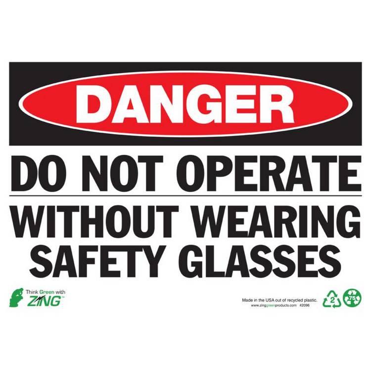 ZING Eco Safety Sign, Danger, 10X14- Model 2096