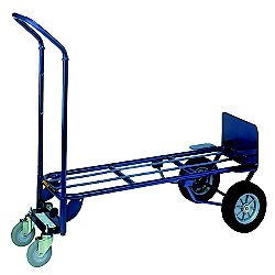 Wesco 2-in1 Deluxe Industrial Hand Truck w/ 10" Solid Rubber Wheels & 3.5" Casters