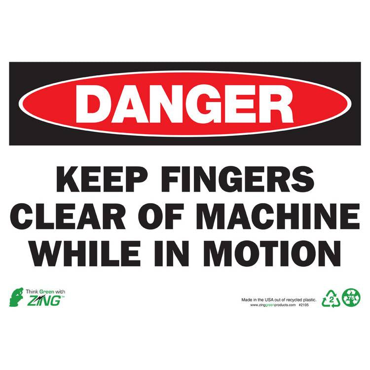 ZING Eco Safety Sign, Danger, 10X14- Model 2105S