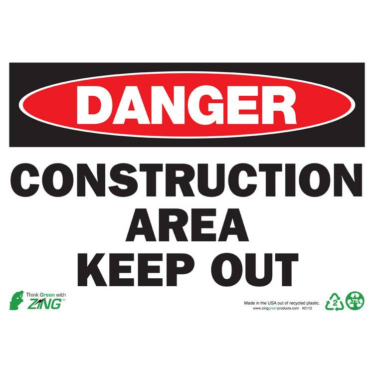 ZING Eco Safety Sign, Danger, 10X14- Model 2112S