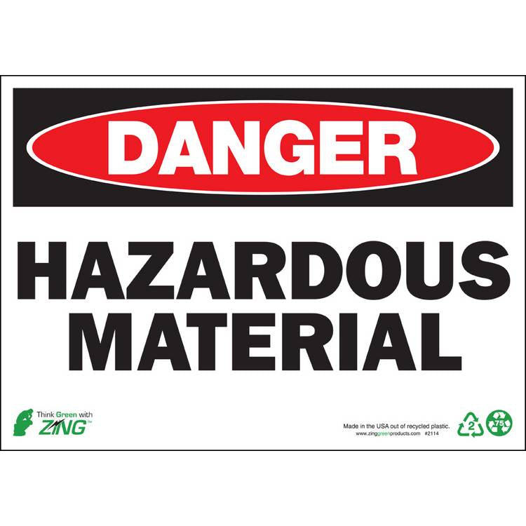 ZING Eco Safety Sign, Danger, 10X14- Model 2114A