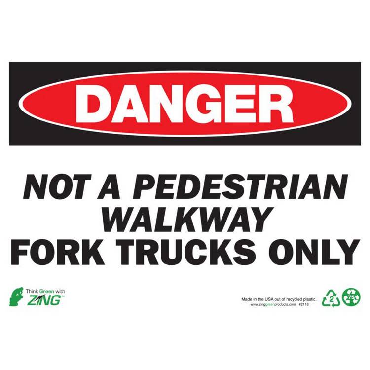 ZING Eco Safety Sign, Danger, 10X14- Model 2118