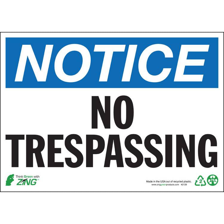 ZING Eco Safety Sign, Notice, 10X14- Model 2139A