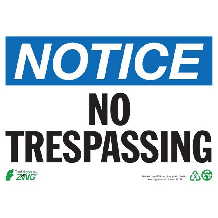 ZING Eco Safety Sign, Notice, 10X14- Model 2139