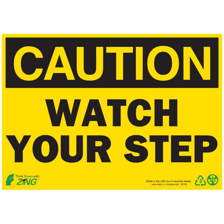 ZING Eco Safety Sign, Caution, 10X14- Model 2154